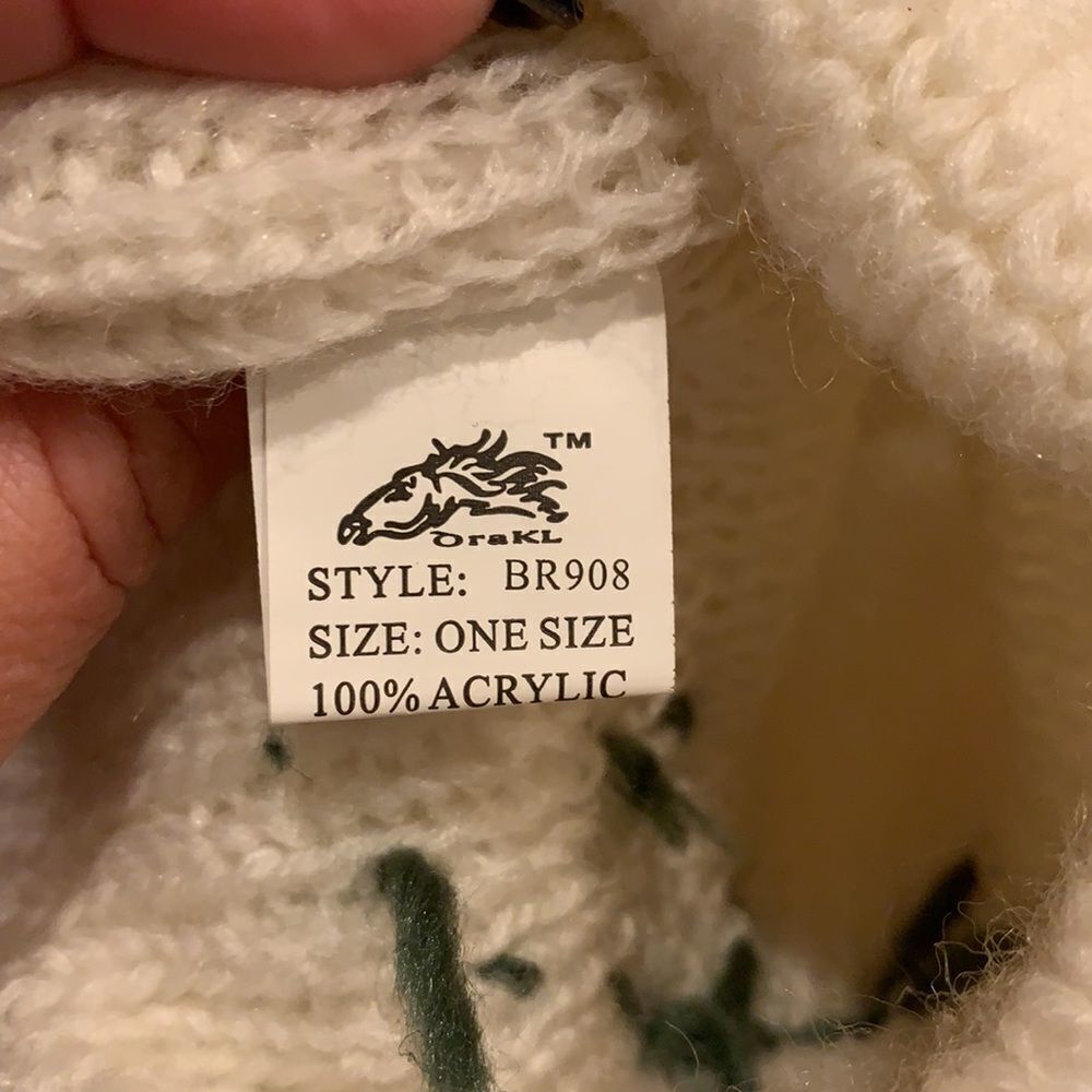 Vintage Drakl Acrylic Knit Floral Beanie Hat - Picture 4 of 4